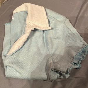 Light blue “polo style” crop top